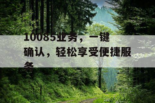 10085业务，一键确认，轻松享受便捷服务