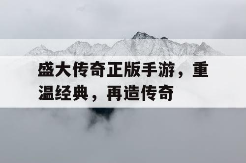 盛大传奇正版手游，重温经典，再造传奇