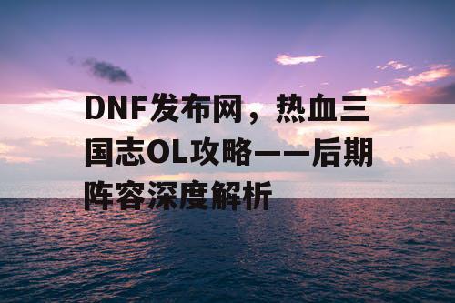 DNF发布网，热血三国志OL攻略——后期阵容深度解析