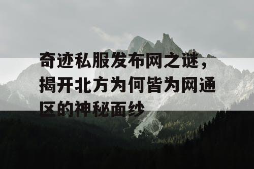 奇迹私服发布网之谜，揭开北方为何皆为网通区的神秘面纱