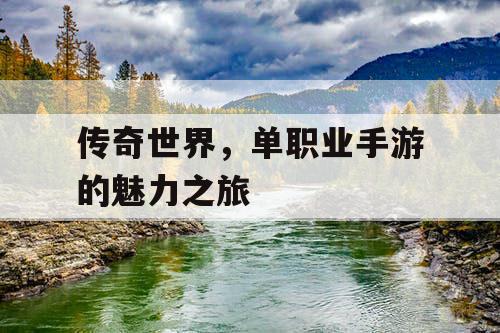 传奇世界，单职业手游的魅力之旅