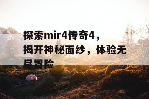 探索mir4传奇4，揭开神秘面纱，体验无尽冒险