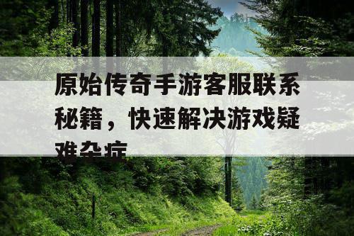 原始传奇手游客服联系秘籍，快速解决游戏疑难杂症