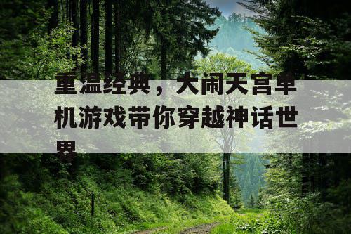 重温经典，大闹天宫单机游戏带你穿越神话世界