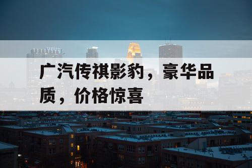 广汽传祺影豹，豪华品质，价格惊喜