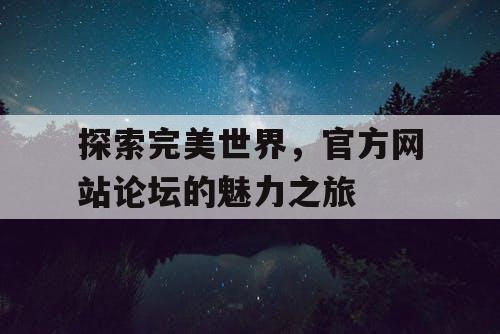 探索完美世界，官方网站论坛的魅力之旅