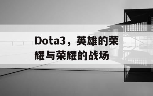 Dota3，英雄的荣耀与荣耀的战场