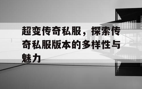 超变传奇私服，探索传奇私服版本的多样性与魅力