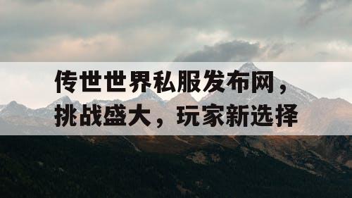 传世世界私服发布网，挑战盛大，玩家新选择
