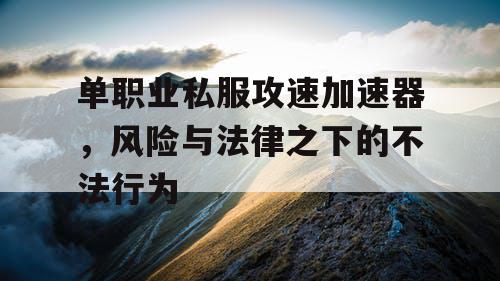 单职业私服攻速加速器，风险与法律之下的不法行为