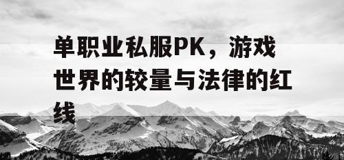 单职业私服PK，游戏世界的较量与法律的红线