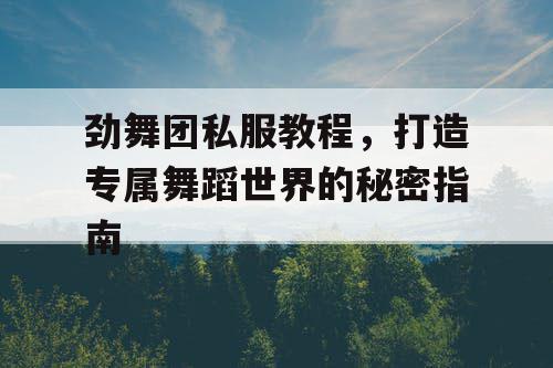 劲舞团私服教程，打造专属舞蹈世界的秘密指南