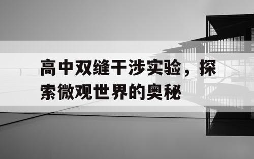 高中双缝干涉实验，探索微观世界的奥秘