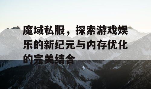 魔域私服，探索游戏娱乐的新纪元与内存优化的完美结合