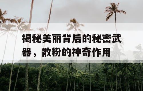 揭秘美丽背后的秘密武器，散粉的神奇作用