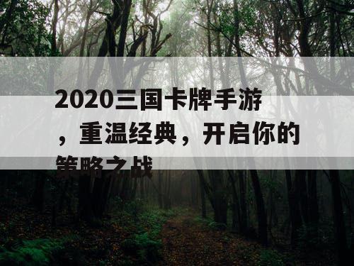2020三国卡牌手游，重温经典，开启你的策略之战