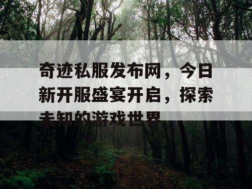 奇迹私服发布网，今日新开服盛宴开启，探索未知的游戏世界