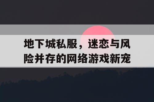 地下城私服，迷恋与风险并存的网络游戏新宠