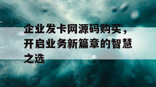 企业发卡网源码购买，开启业务新篇章的智慧之选