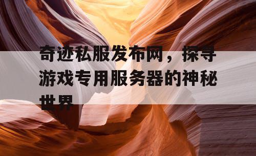 奇迹私服发布网，探寻游戏专用服务器的神秘世界
