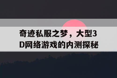 奇迹私服之梦，大型3D网络游戏的内测探秘