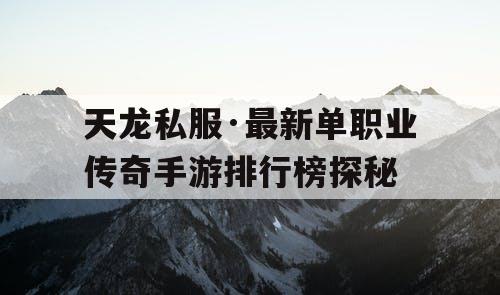 天龙私服·最新单职业传奇手游排行榜探秘