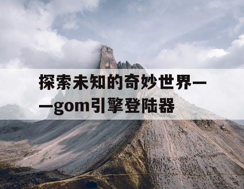 探索未知的奇妙世界——gom引擎登陆器