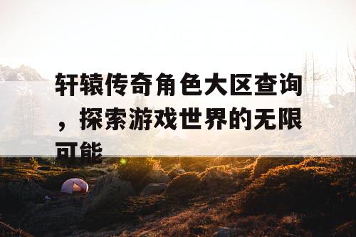 轩辕传奇角色大区查询，探索游戏世界的无限可能