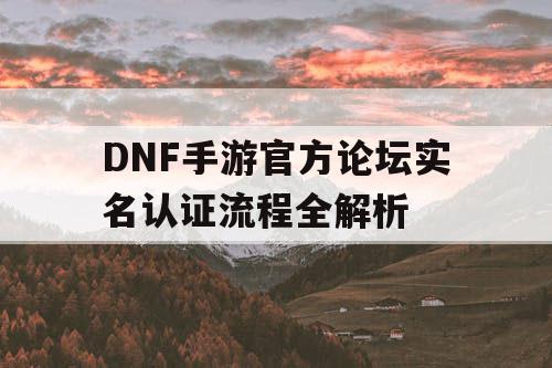 DNF手游官方论坛实名认证流程全解析