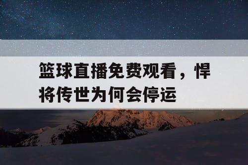 篮球直播免费观看，悍将传世为何会停运