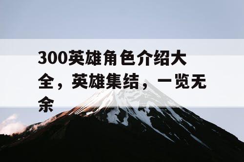 300英雄角色介绍大全，英雄集结，一览无余