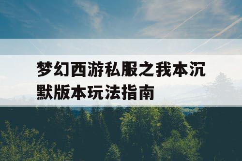 梦幻西游私服之我本沉默版本玩法指南