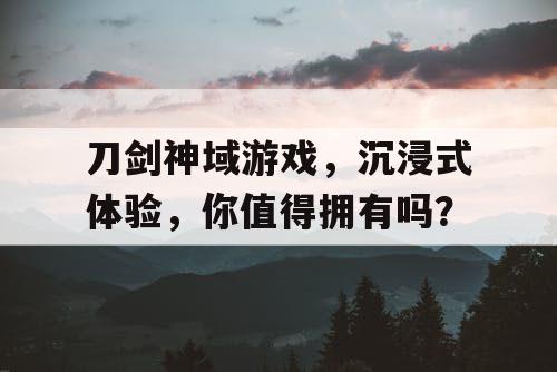 刀剑神域游戏，沉浸式体验，你值得拥有吗？