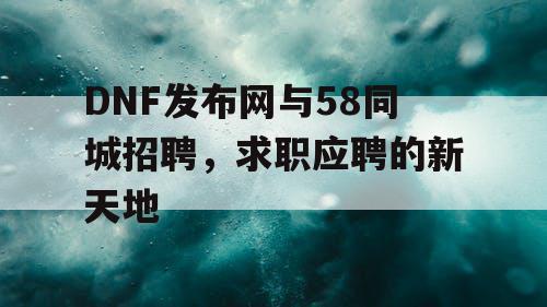 DNF发布网与58同城招聘，求职应聘的新天地