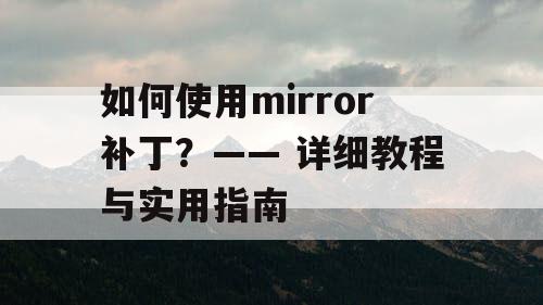 如何使用mirror补丁？—— 详细教程与实用指南