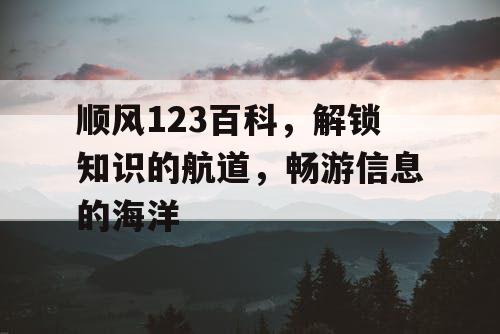 顺风123百科，解锁知识的航道，畅游信息的海洋