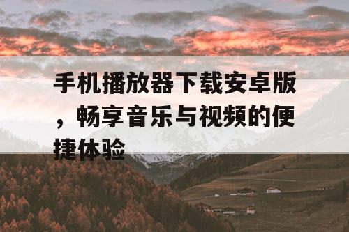 手机播放器下载安卓版，畅享音乐与视频的便捷体验