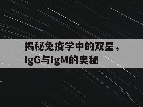 揭秘免疫学中的双星，IgG与IgM的奥秘