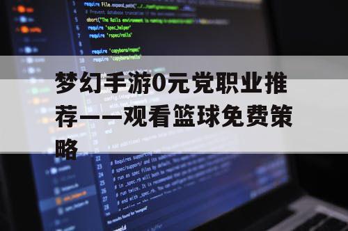 梦幻手游0元党职业推荐——观看篮球免费策略