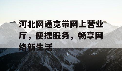 河北网通宽带网上营业厅，便捷服务，畅享网络新生活