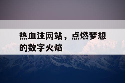 热血注网站，点燃梦想的数字火焰