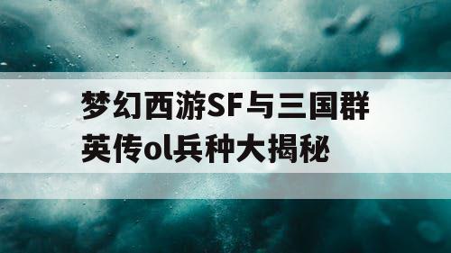 梦幻西游SF与三国群英传ol兵种大揭秘