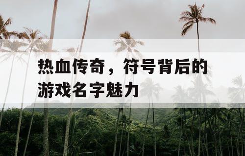 热血传奇，符号背后的游戏名字魅力