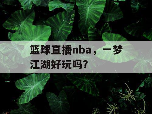 篮球直播nba，一梦江湖好玩吗？