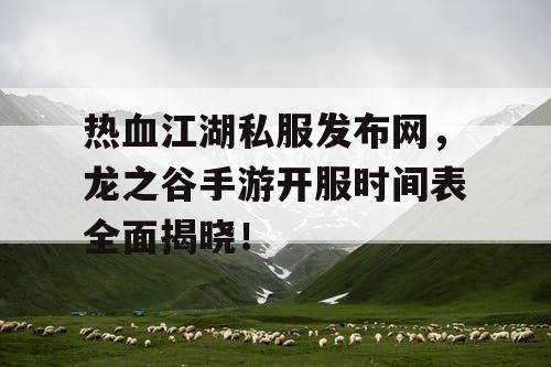 热血江湖私服发布网，龙之谷手游开服时间表全面揭晓！