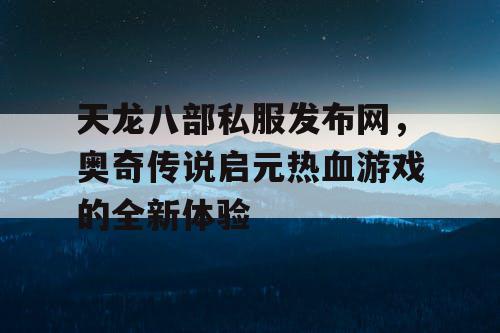 天龙八部私服发布网，奥奇传说启元热血游戏的全新体验