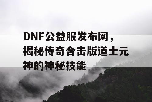 DNF公益服发布网，揭秘传奇合击版道士元神的神秘技能