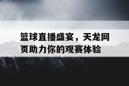 篮球直播盛宴，天龙网页助力你的观赛体验