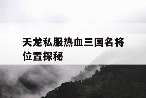 天龙私服热血三国名将位置探秘