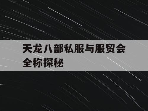 天龙八部私服与服贸会全称探秘